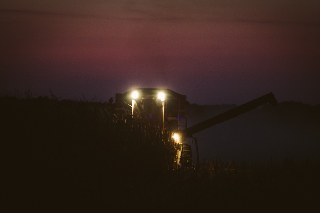 Harvesting Corn Field at Night Exclusive Commercial Photographer