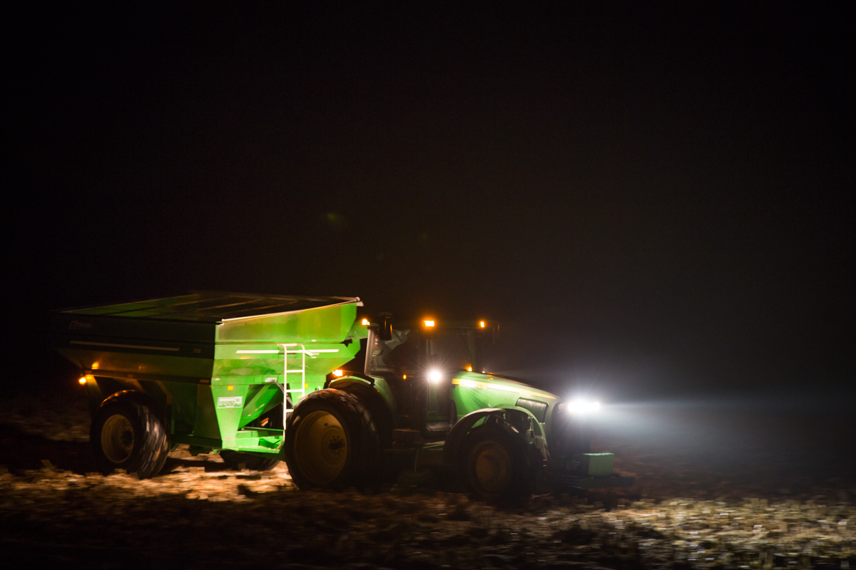 John Deere in Field at Night Motion